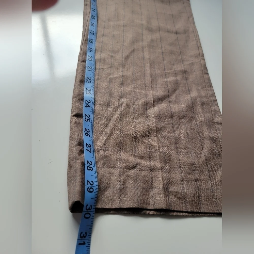 Pamoni Voque London Men's Wool Blend Plaid Pants Brown Size 35
